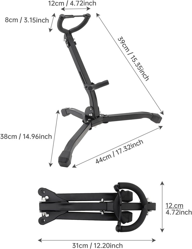 REMAGIC Alto & Tenor Saxophone Stand, Foldable Saxophone Stand Holder Rack, Adjustable Metal Sax Tripod Holder Rack, Portable Musical Instrument Accessories - Image 4